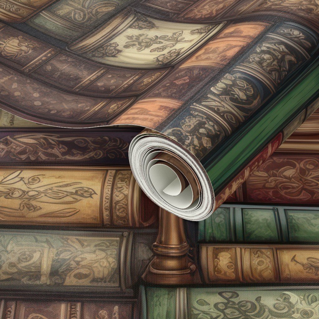 Stacked Bound Vintage Books on Library Book Shelf Decor Collection Home Decor Collection library books wallpaper
