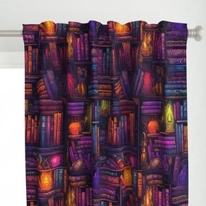 Witch Spooky Neon Halloween Books on Library Spell Book Shelf Home Decor Collection Decor Collection halloween books curtain design