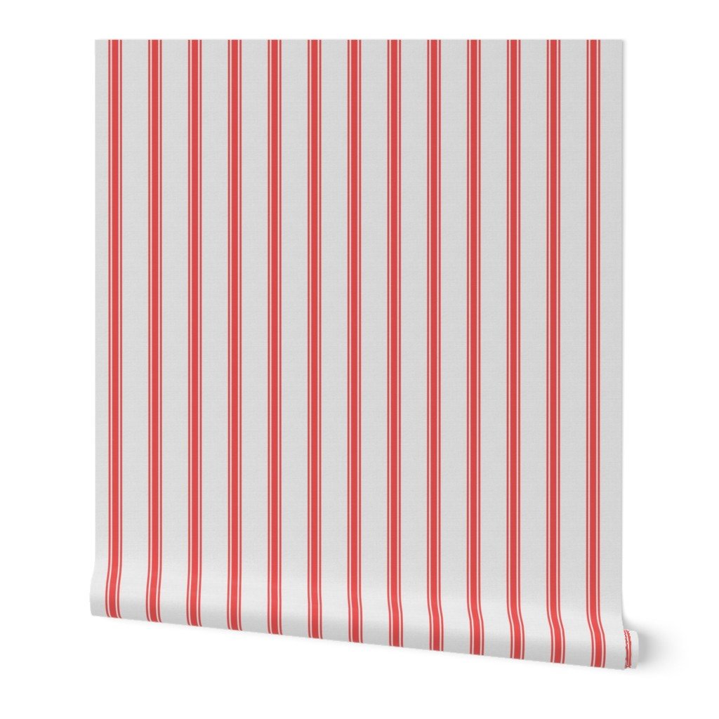Distressed Vintage Scarlet Red Mattress Ticking with Two Inch Wallpaper 2 inch ticking wallpaper