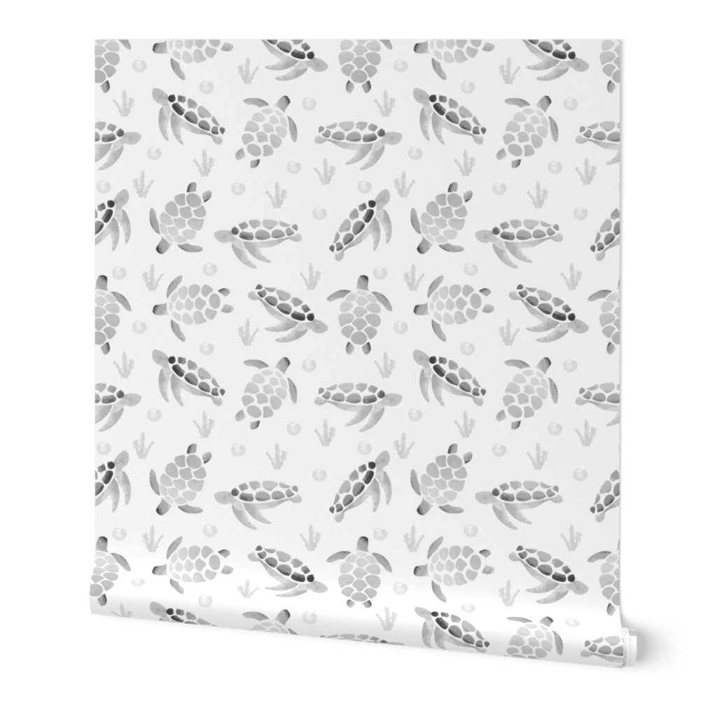 Grey Ombre Watercolor Sea Turtle Print Interior Collection Home Decor Collection sea turtles wallpaper
