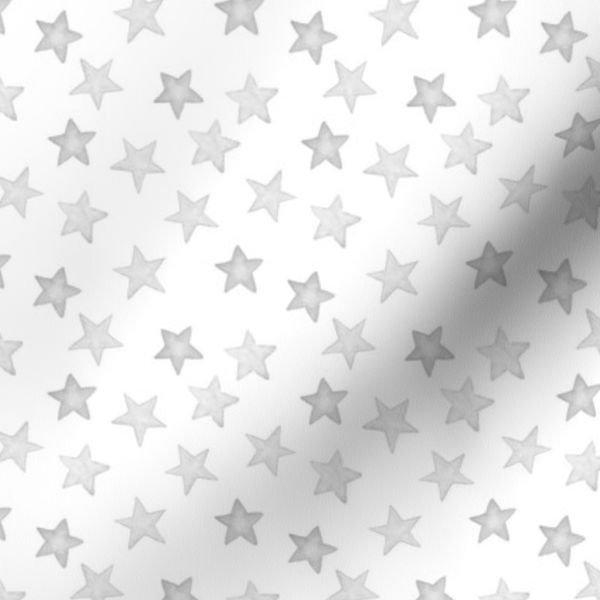 Small Faded Silver Christmas Stars on White Design Collection Design Collection christmas pattern fabric design
