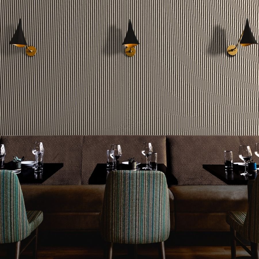 Half Inch Pencil Stripes Cream and Chocolate Wallpaper vertical stripes wallpaper