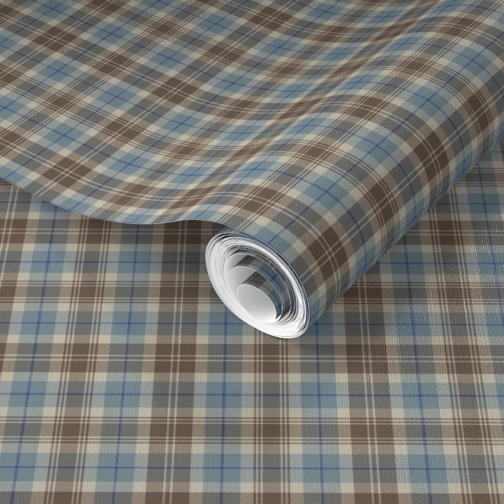 Cream with Beige and Blue French Provincial Tartan Wallpaper autumnal tartan wallpaper
