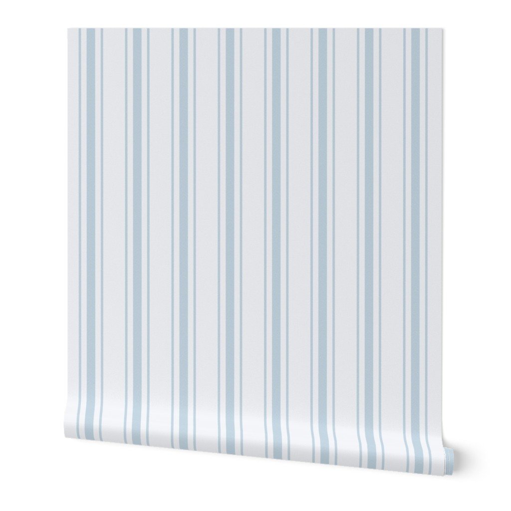 Sky Blue French Provincial Ticking Stripe on Off-White Wallpaper french provincial wallpaper