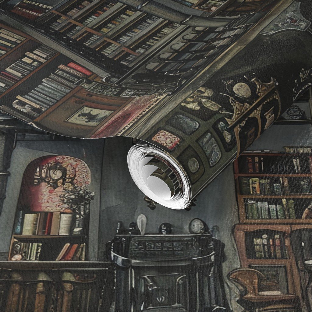Victorian Gothic Dollshouse with Dark Academia Watercolor Decor 2 Wallpaper victorian dollhouse wallpaper