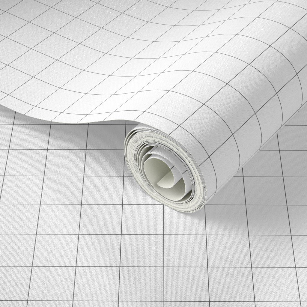 1 Inch Grid Line Pattern with Mid Grey Lines on White Home Decor Collection Home Styling Collection home decor wallpaper
