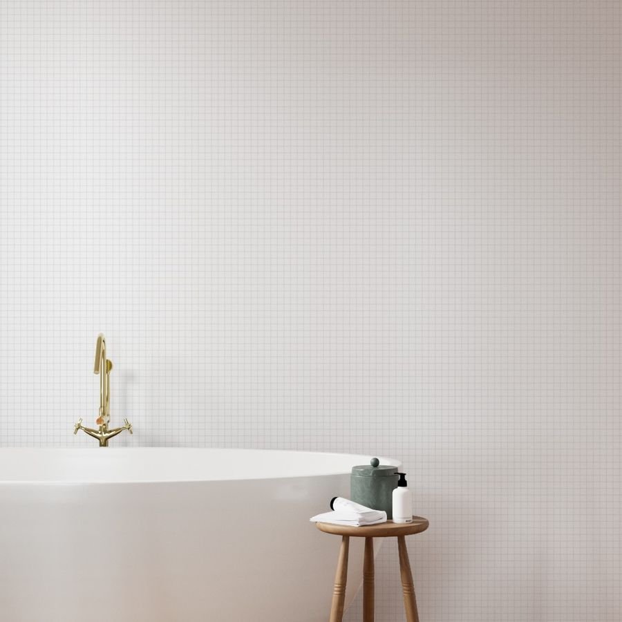 1 Inch Grid Line Pattern with Dusty Blue Lines on White Wallpaper home decor wallpaper
