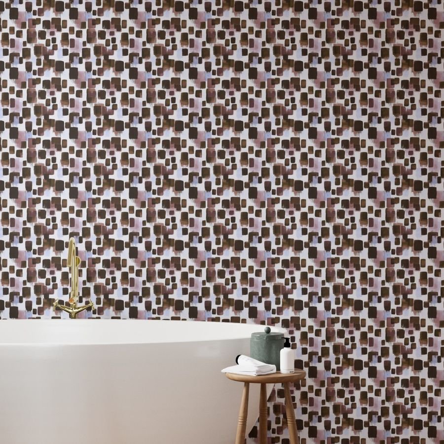 Abstract Earthy Brushstroke Blocks in Brown and Mauve Wallpaper brushstroke wallpaper