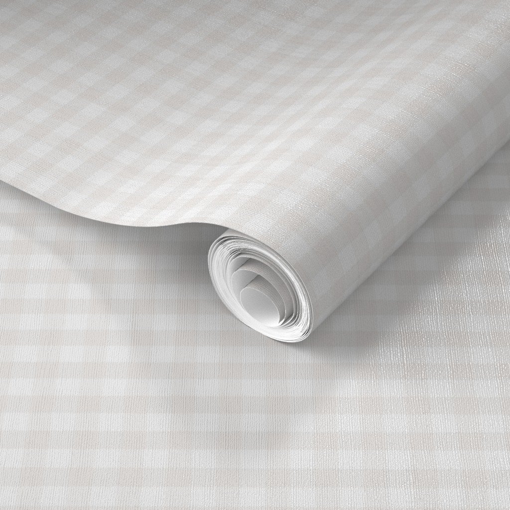 Soft Bone White Gentle Light Neutral Gingham Check Plaid Pattern Wallpaper cottage wallpaper