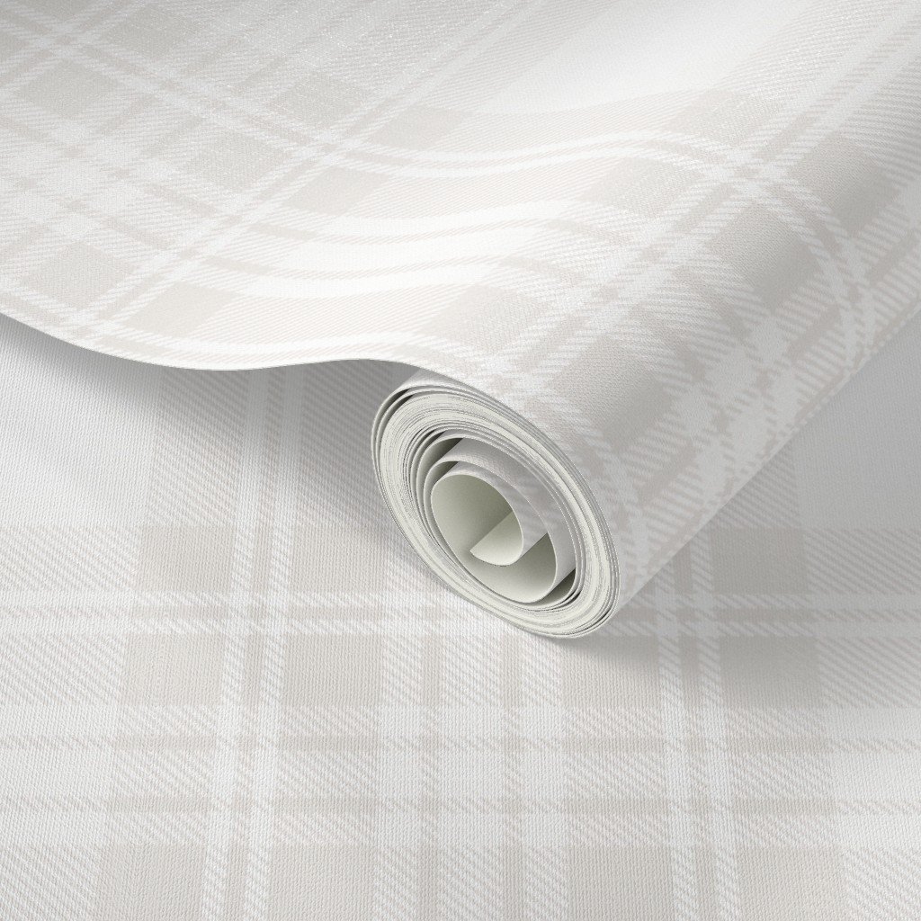 Soft Bone White Large Traditional Tartan Plaid Pattern Wallpaper bone wallpaper