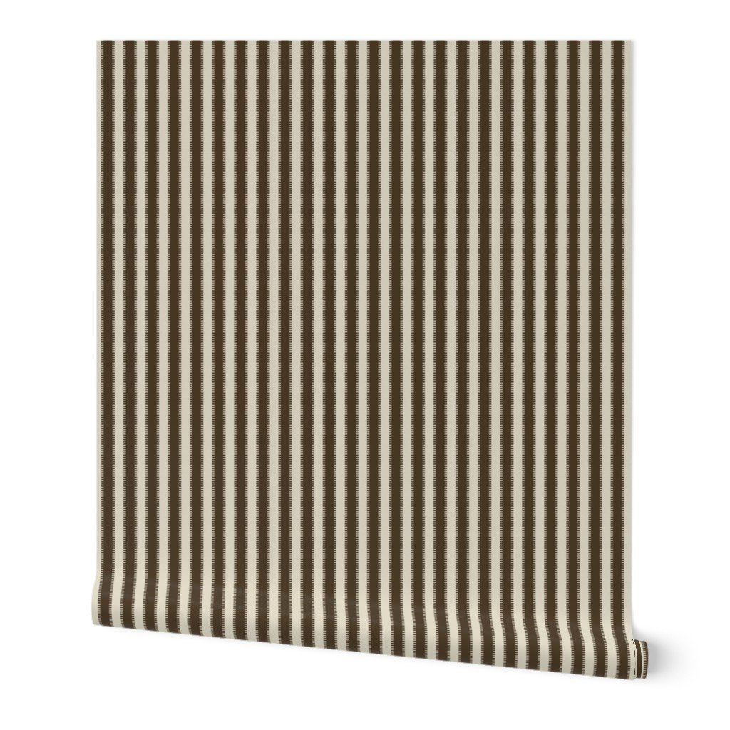 Serrated Rockpool Brown Small Stripe on Cream Wallpaper cool tone wallpaper