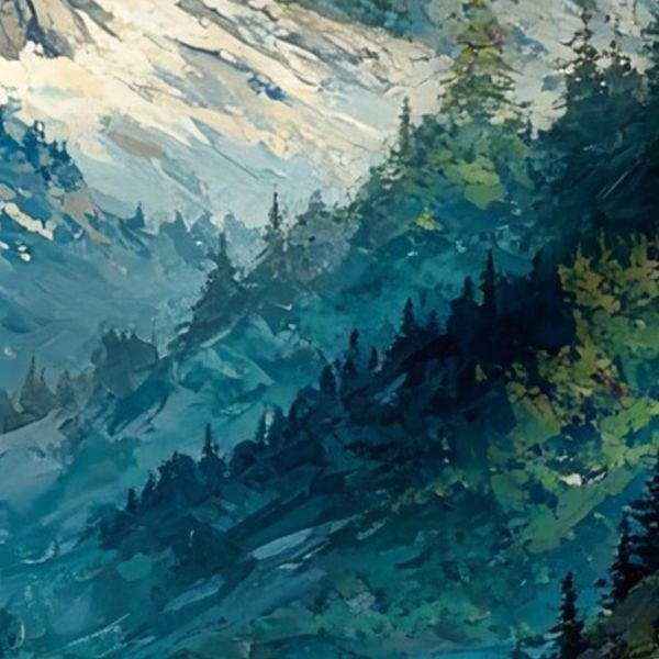Olympic National Park Summer Watercolor Mountain Landscape Interior Collection Interior Collection forest fabric design