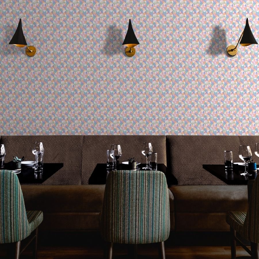 Soft Watercolor Quilted Patchwork Triangles in Peach Lavender and Wallpaper soft colors wallpaper