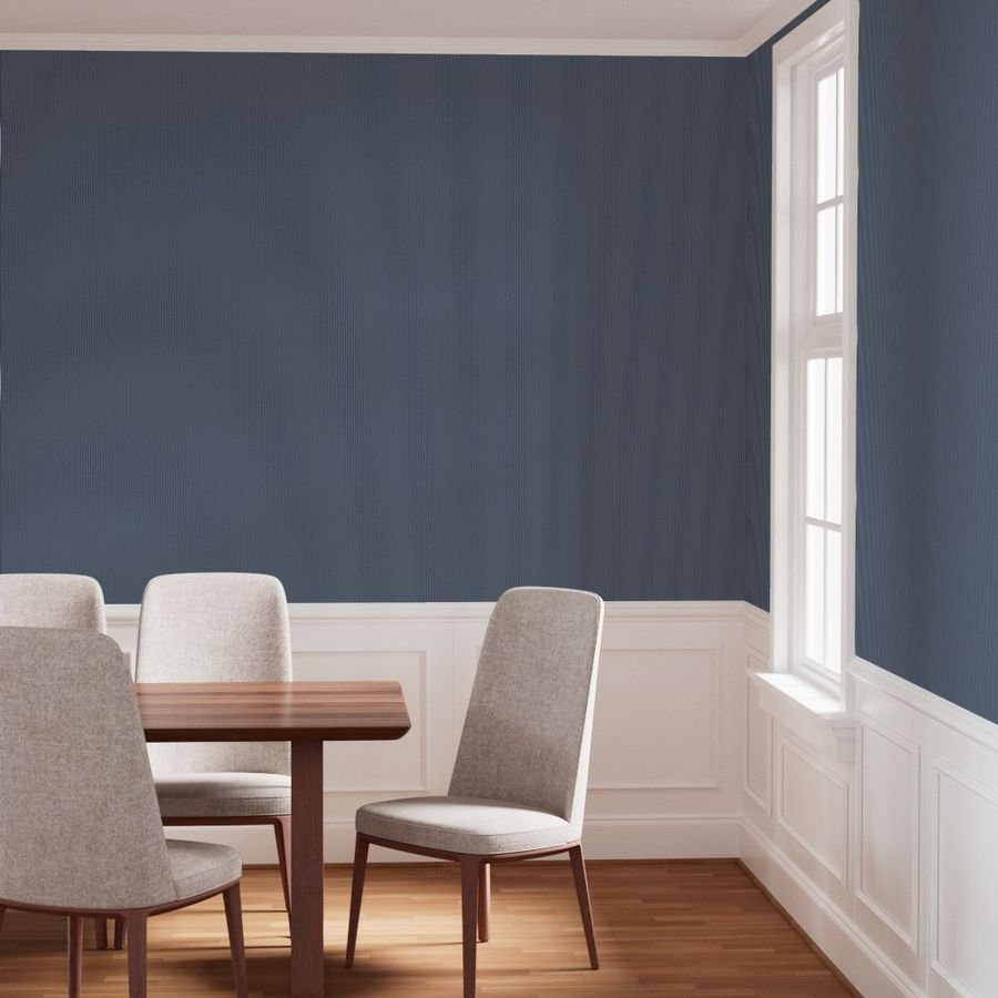 Classic White Pinstripe on Slate Blue Office Stripe Pattern Wallpaper wall street wallpaper
