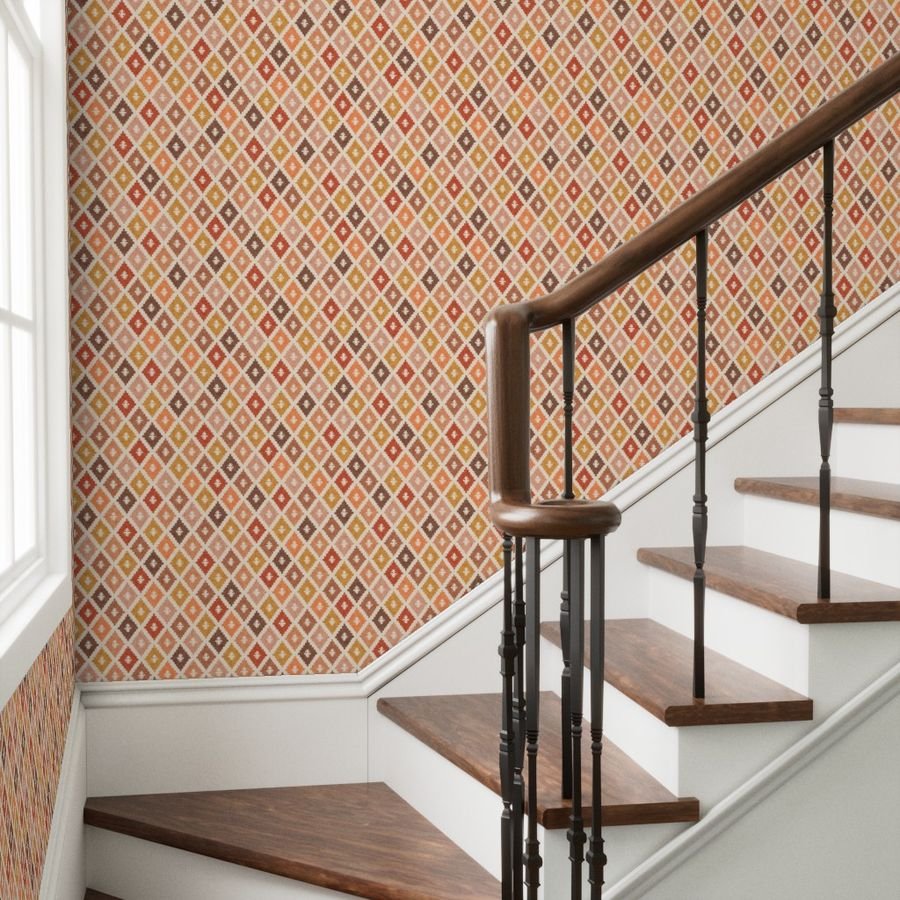 Hotel Cala Sol Sun Bleached Vintage Diamond Textile Design Collection Home Styling Collection bohemian wallpaper