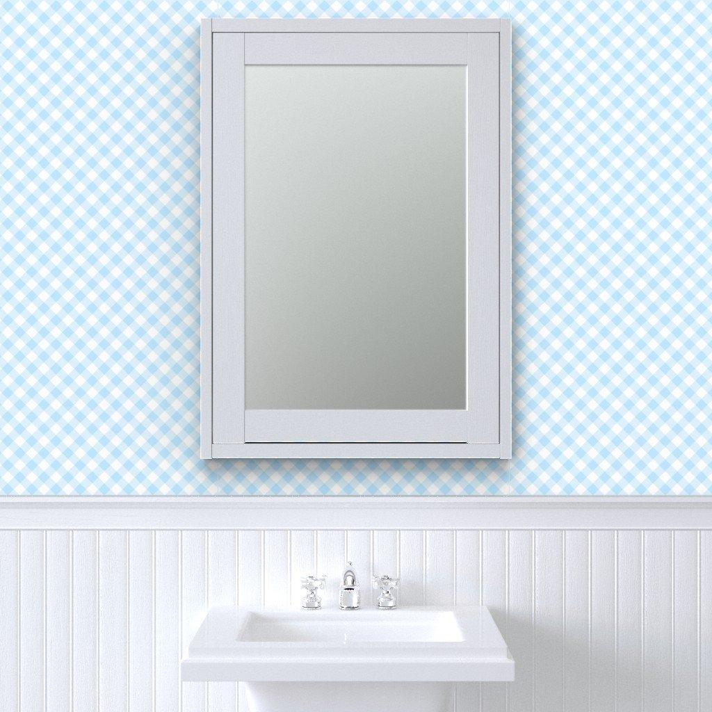 Baby Blue Gingham Check Plaid Wallpaper cottagecore wallpaper