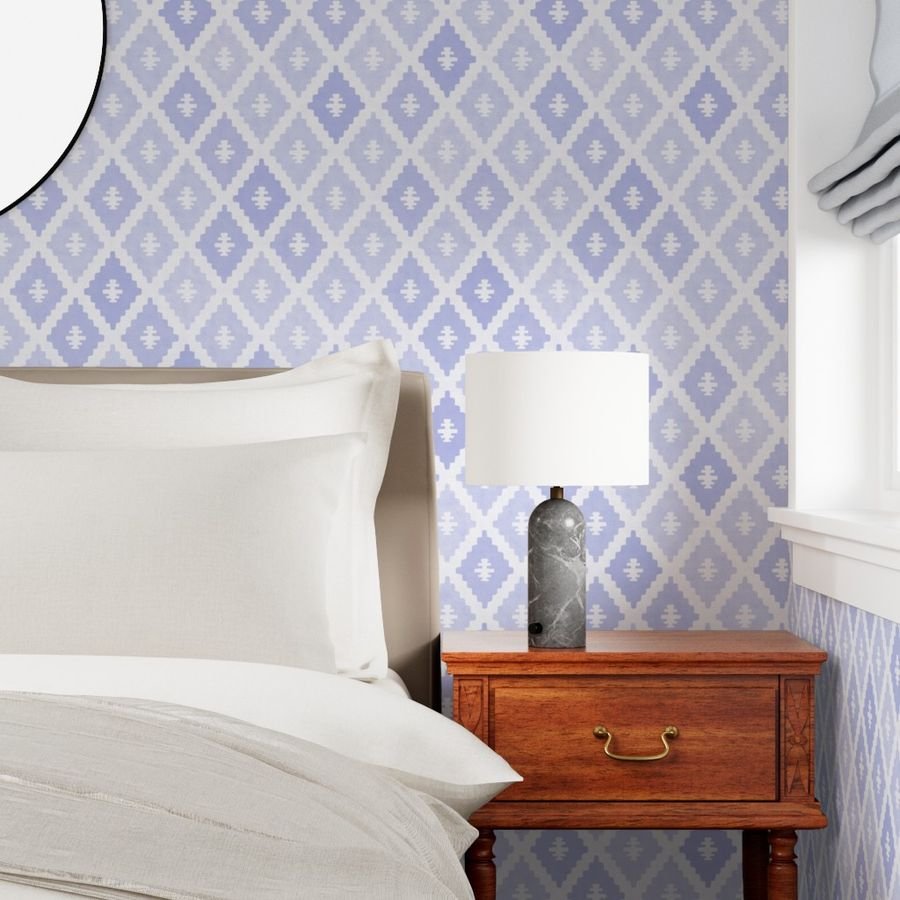 Large Sun Faded Mediterranean Diamond Pattern in Lavender Mist Blue Decor Collection Home Decor Collection lavender blue wallpaper