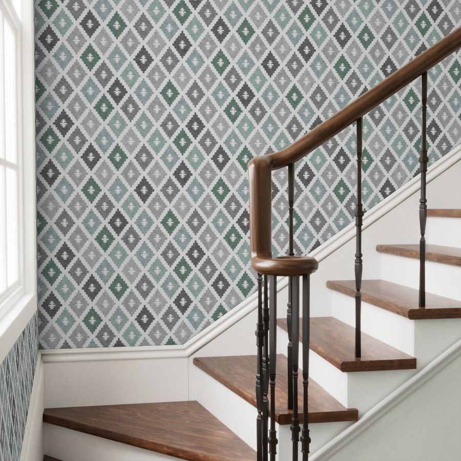 Large Weathered Seafoam Diamond Pattern in Charcoal Gray Decor Collection Home Decor Collection charcoal gray wallpaper