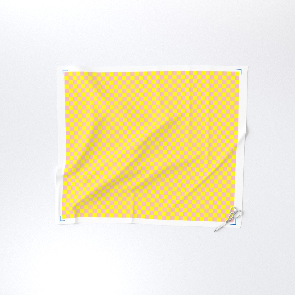 Classic Pink and Yellow 1 Inch Check Fabric pink check fabric