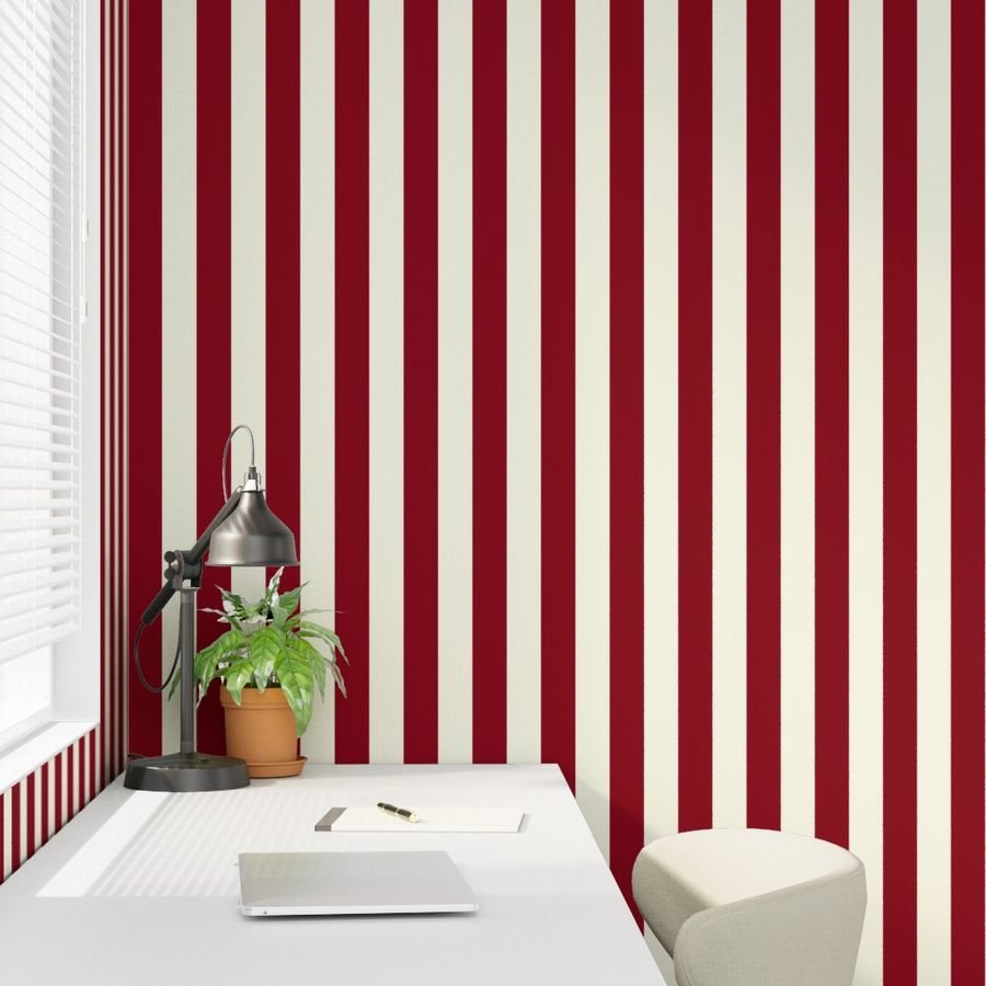 Classic Burgundy and Ivory 2-inch Vertical Stripes Home Decor Collection Home Styling Collection burgundy and ivory wallpaper
