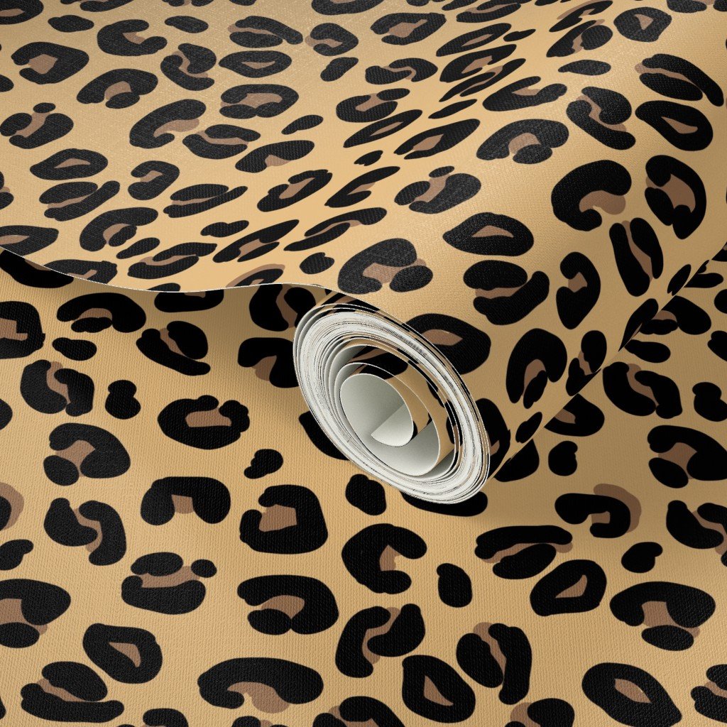 Leopard Spots Classic Beige Wallpaper camel and cocoa wallpaper