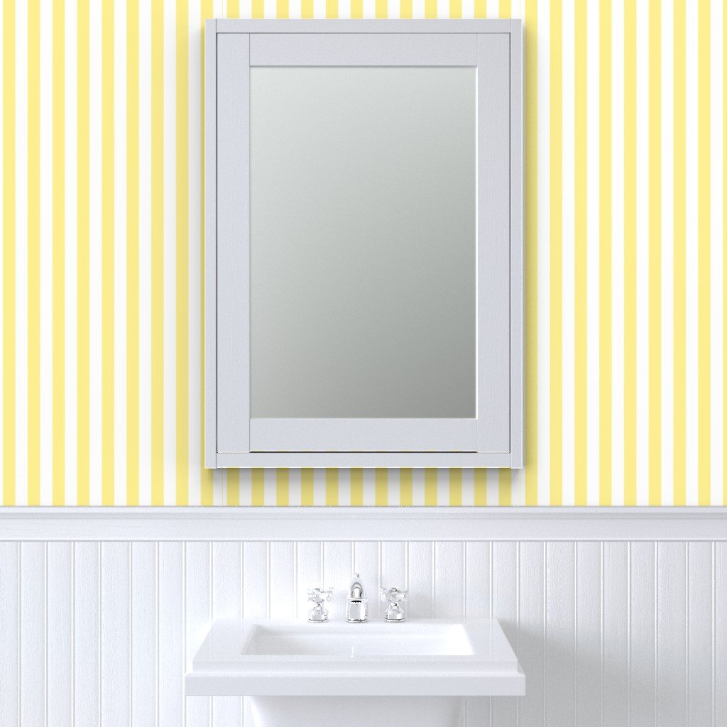 Buttermilk Yellow and White Wide Stripes Wallpaper butter yellow wallpaper