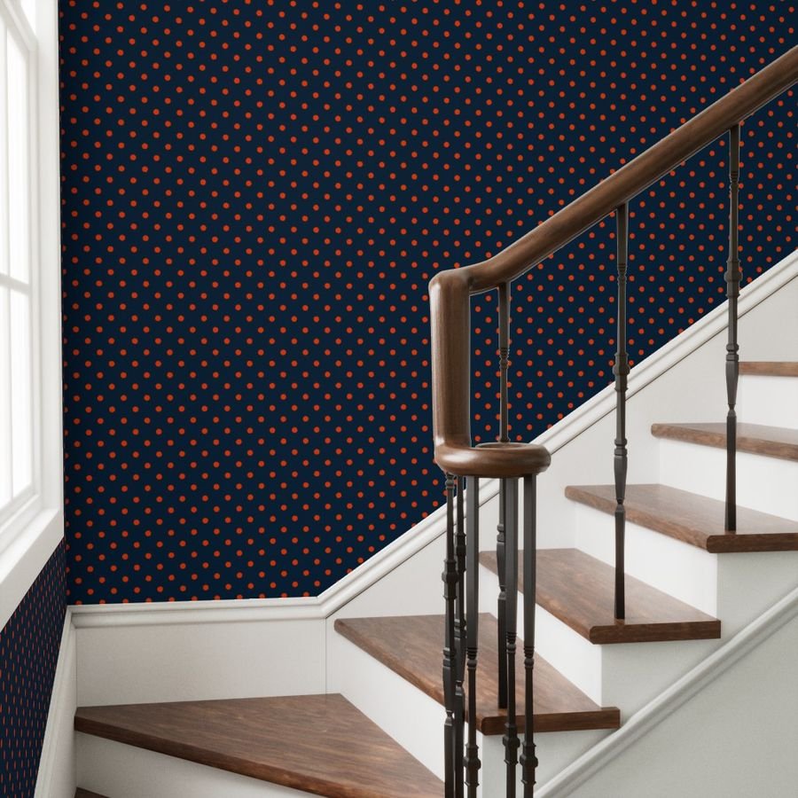 Navy and Orange Polka Dots Wallpaper polka dots wallpaper