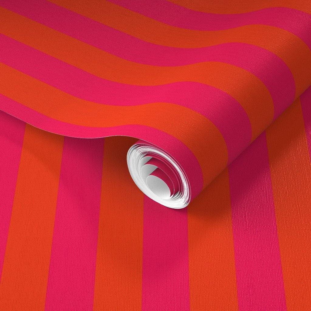 Neon Orange and Pink Vertical Stripes Wallpaper vertical stripes wallpaper
