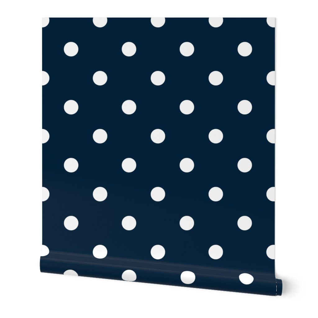 Navy and White Jumbo Dots Wallpaper white dots wallpaper