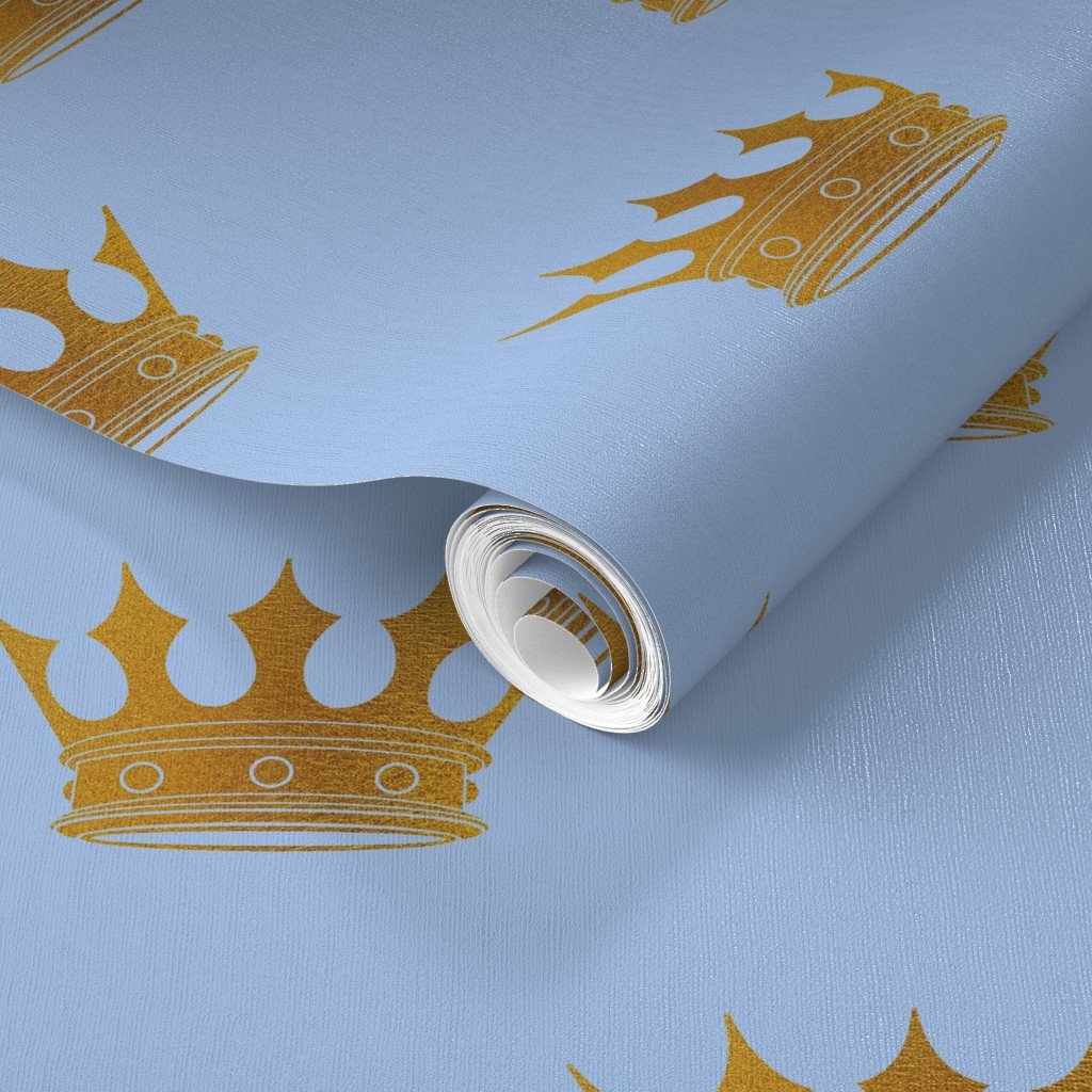 Louis Blue Crown Prince Gold Crowns on Blue Wallpaper royal prince wallpaper
