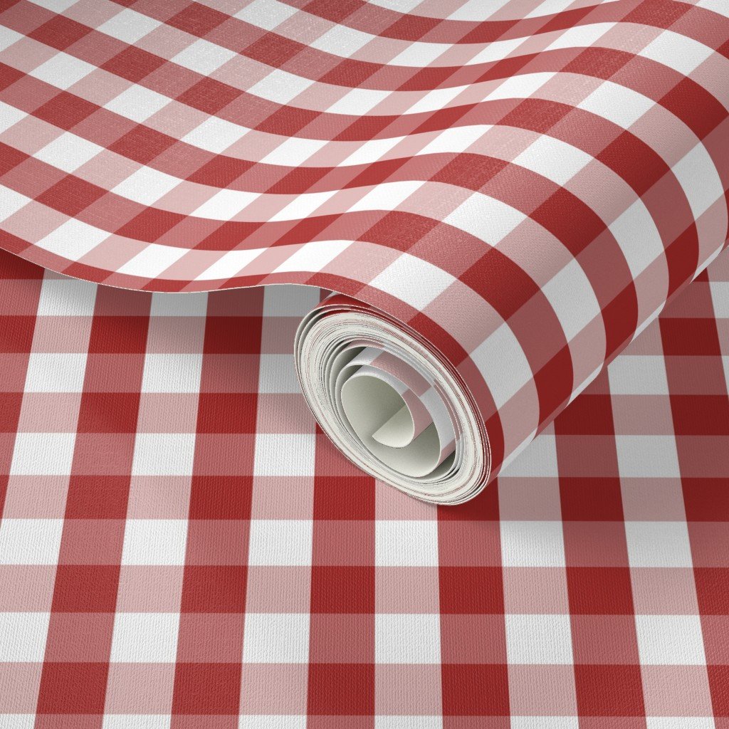Aurora Red Gingham Check Pattern Design Collection Design Collection gingham check wallpaper