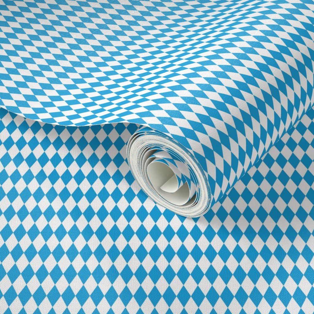 Oktoberfest Bavarian Blue and White Small Diagonal Diamond Pattern Decor Collection Design Collection blue diamonds wallpaper