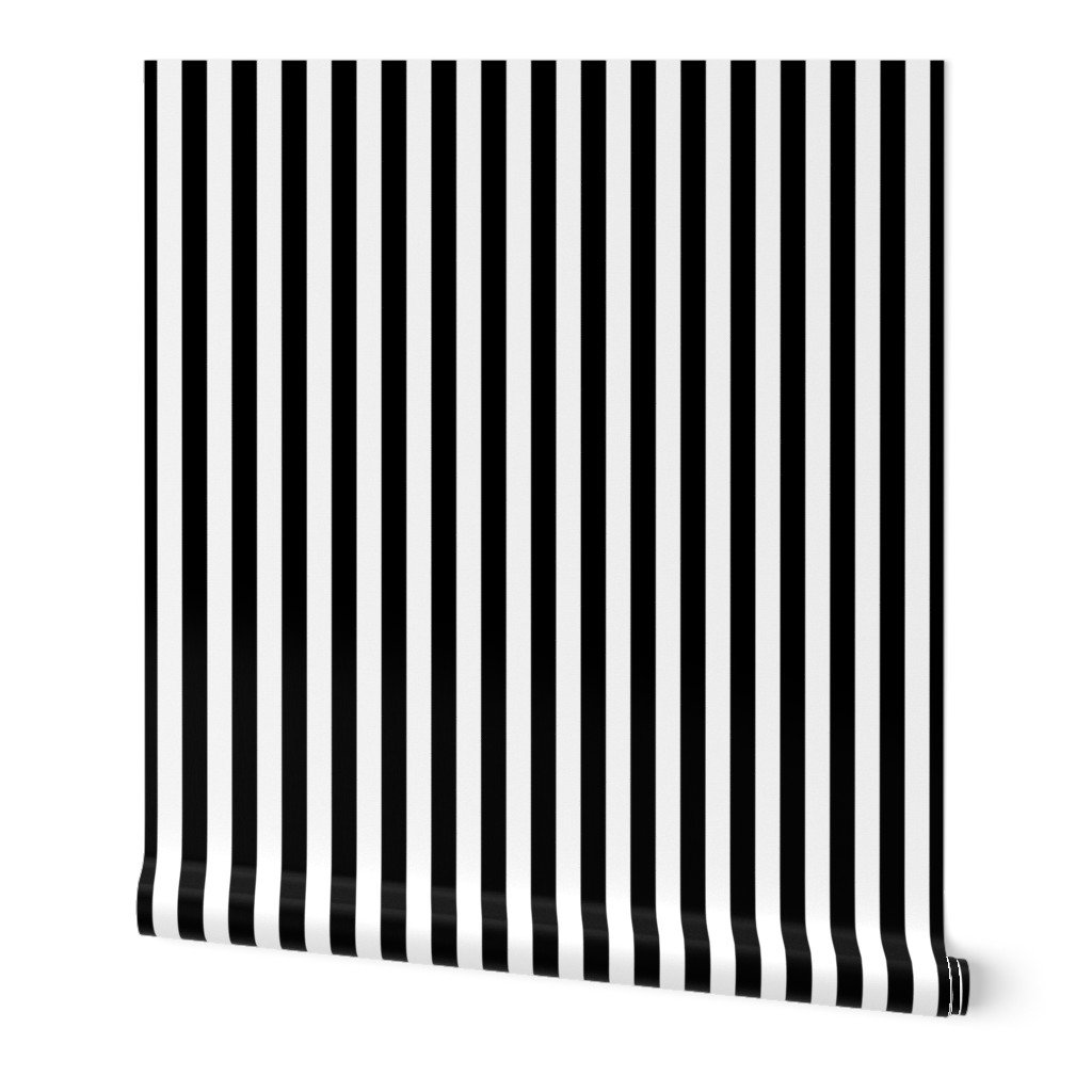 Black and White 3/4 inch Vertical Deck Chair Stripes Wallpaper deckchair stripes wallpaper