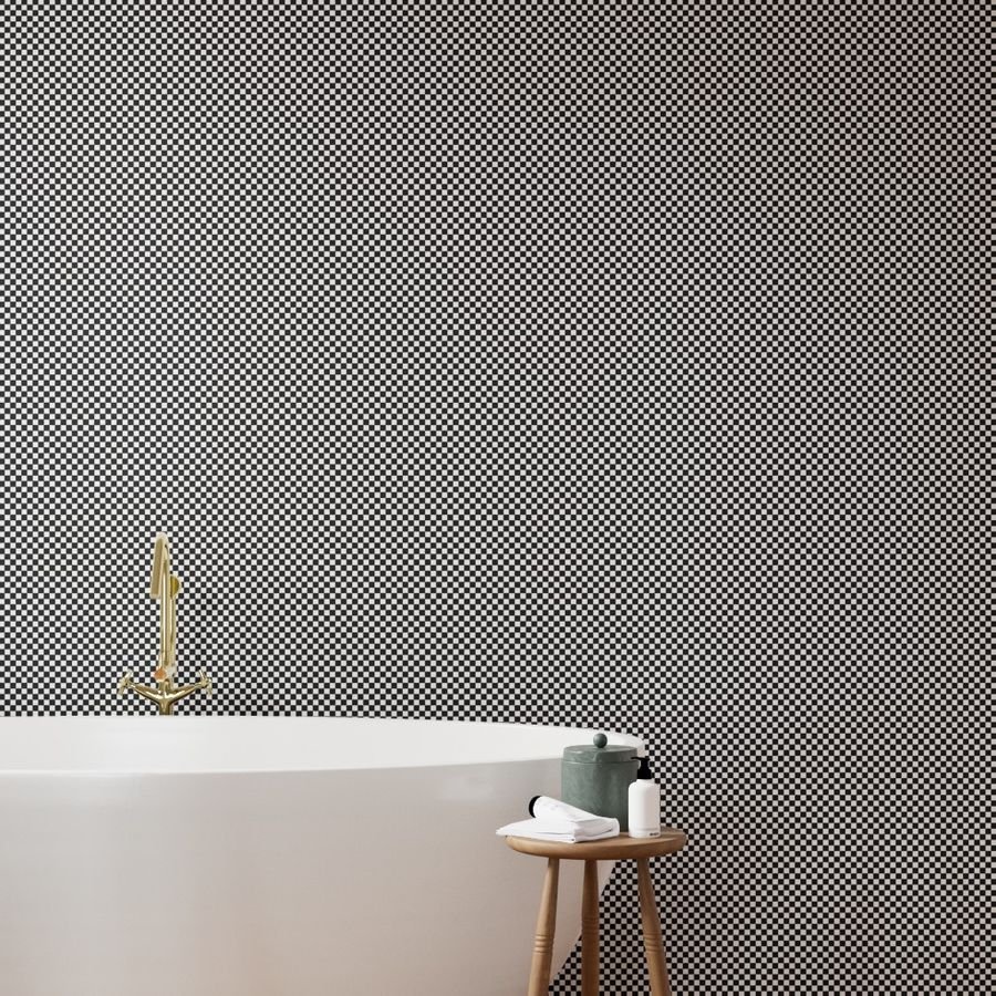 Black and White Checkerboard 1/2 inch-Check Wallpaper gingham check wallpaper