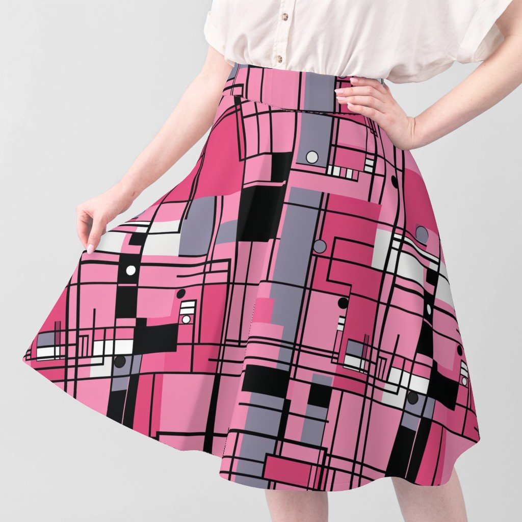 De Stijl Geometric Color Pattern in Pink Fabric abstract art fabric