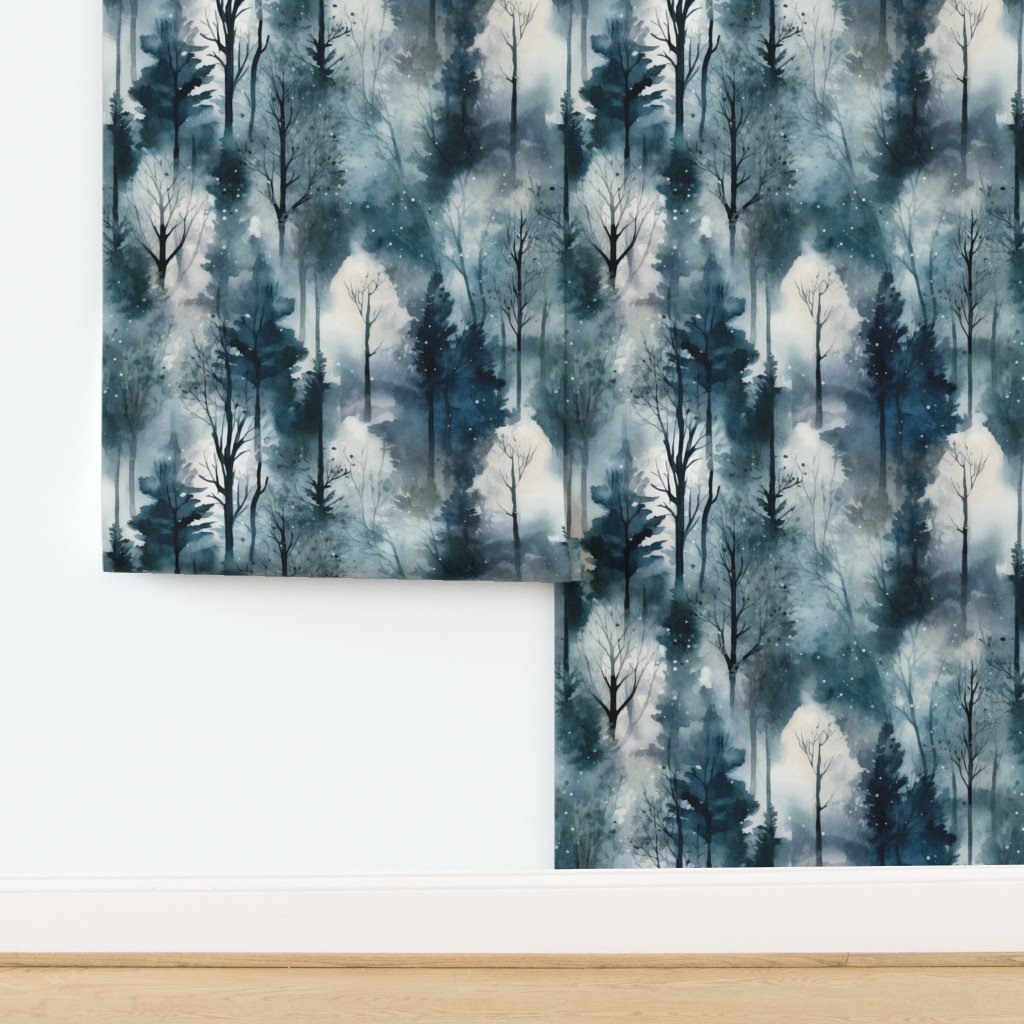 Endless Winter Dreamscape Trees in Misty Forest Decor Collection design