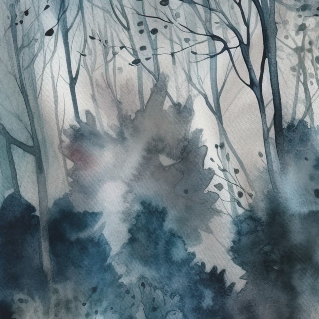 Endless Winter Forest Dreamscape Trees in Misty Forest Fabric endless forest fabric