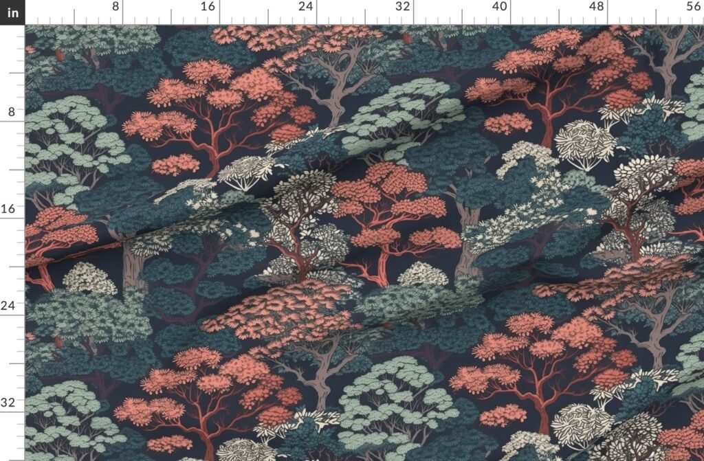 Japanese Tranquility Garden Endless Forest Fabric design