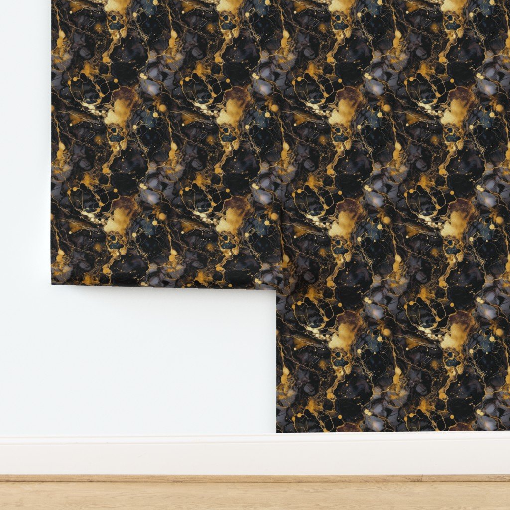 Small Black and Gold Alcohol Ink 2 Wallpaper design
