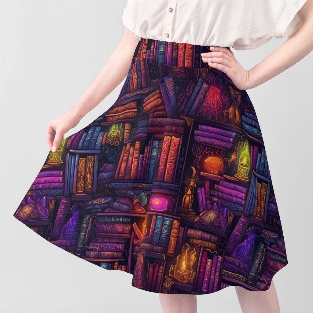 Witch Spooky Neon Halloween Books on Library Spell Book Shelf Fabric books of spells fabric