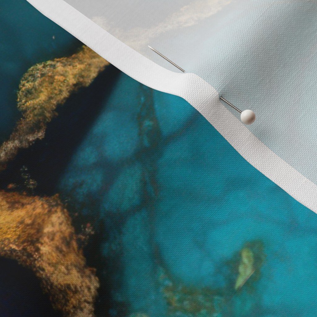 Blue Topaz with Gold Alcohol Ink Fabric abstract birthstone fabric