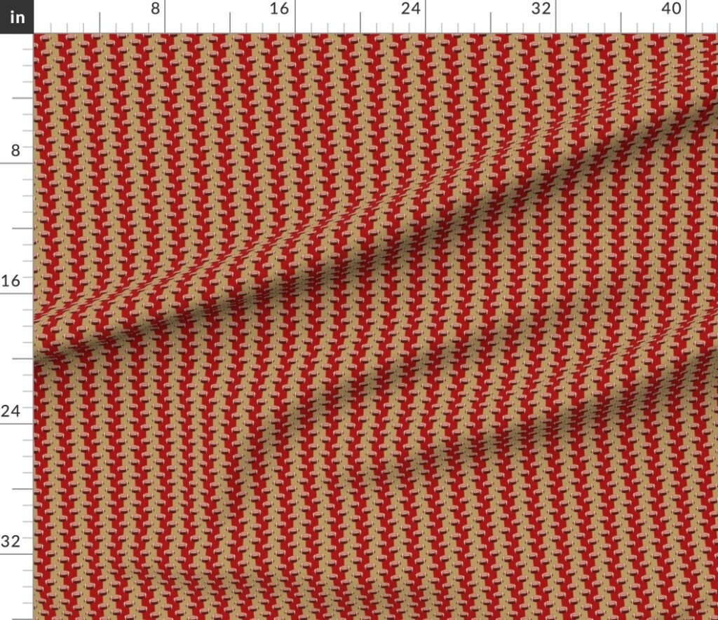 Mini Footballs San Francisco's Famed Team Colors Red and Gold Fabric design