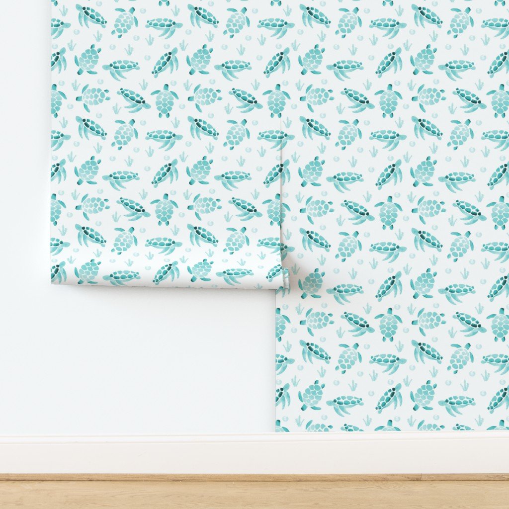 Aqua Ombre Watercolor Sea Turtle Print Home Decor Collection design