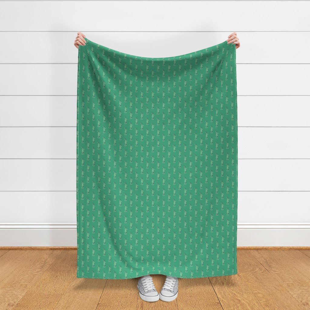 Mini Lady Liberty Statues Repeat in Beguiling Green Fabric beguiling green fabric