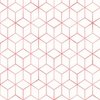 Red and White Faux Metallic Silver Art Deco 3D Geometric Cubes