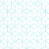 Aqua and White Faux Metallic Silver Art Deco 3D Geometric Cubes