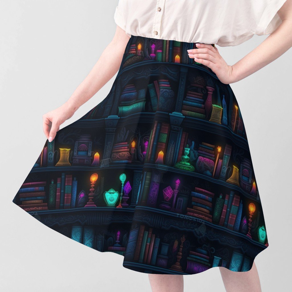 Spooky Photo realistic Dark Academia Bookshelves in Bright Neons Fabric book shelves fabric