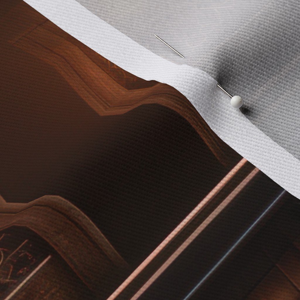 Spooky Photo realistic Dark Academia Stampunk Bookshelves in Muted Fabric book shelves fabric