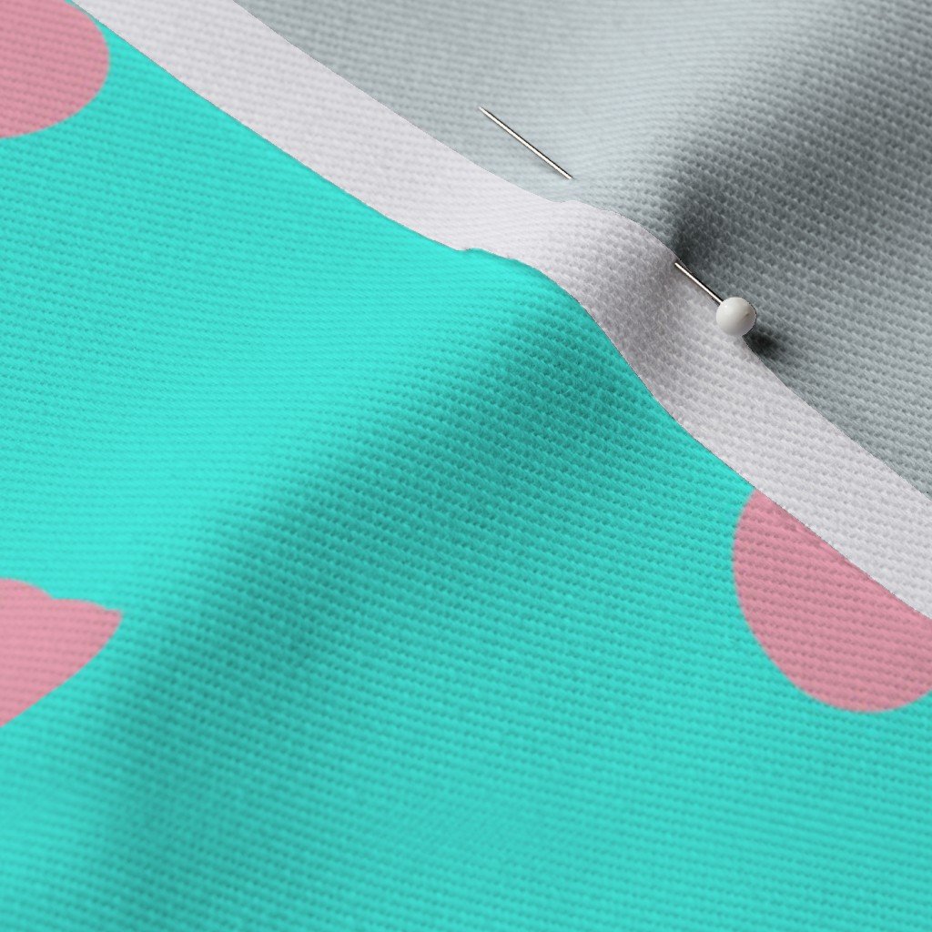 Large Polka Dots in Palm Beach Pink and on South Beach Aqua Blue Fabric aqua blue fabric