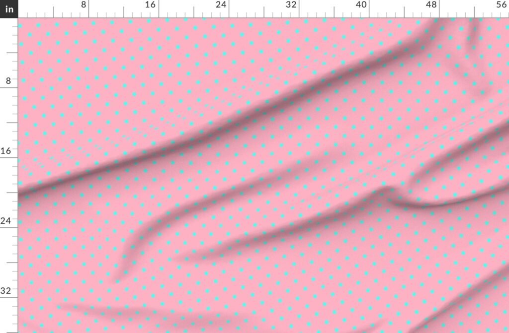 Small Polka Dots in South Beach Aqua Blue on Palm Beach Pink Fabric design